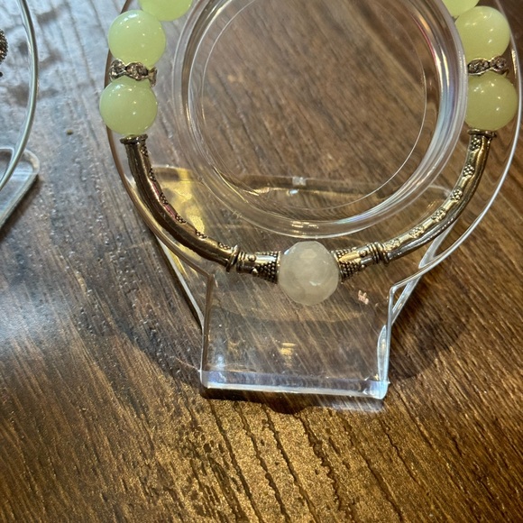 4 bracelets new handcrafted bangles moonstone glow-in-dark amethyst wood jasper - Picture 9 of 9